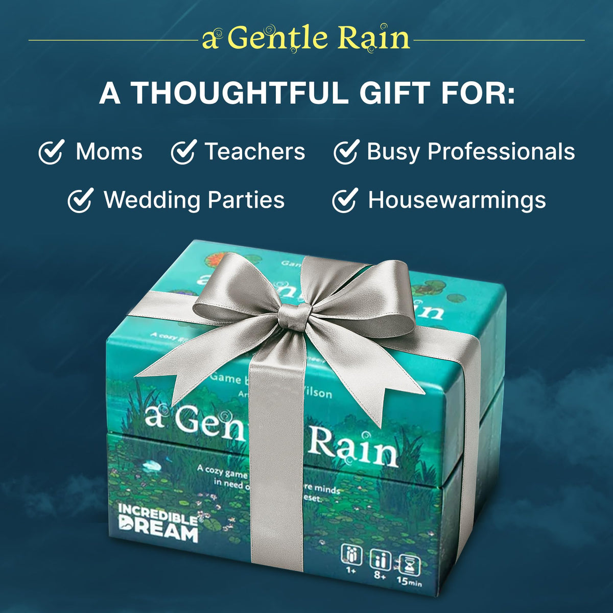 Incredible Dream A Gentle Rain compact design fits pockets for travel-friendly fun.