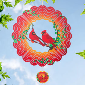 INCROYDAY Cardinal Wind Spinner close-up showing vivid laser-cut detailing for outdoor decor