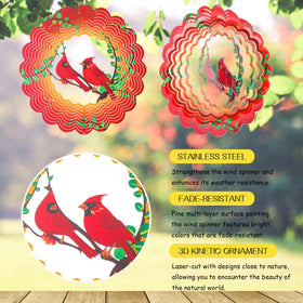 INCROYDAY Cardinal Wind Spinner spinning in breeze creates captivating 3D visual effects