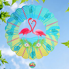 INCROYDAY Flamingo Wind Spinner in sunlit garden with dynamic 3D design