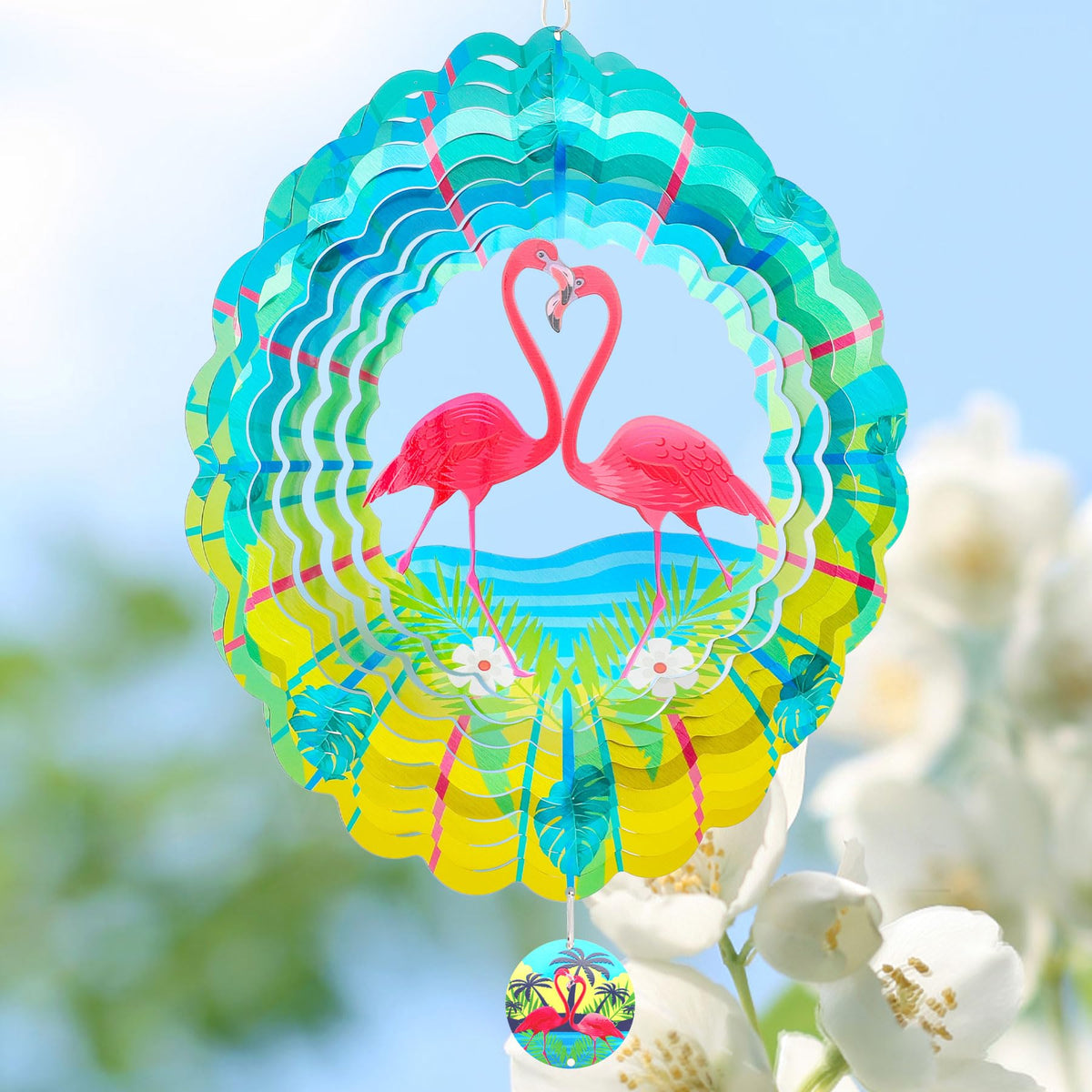 INCROYDAY Flamingo Wind Spinner made of stainless steel for outdoor durability