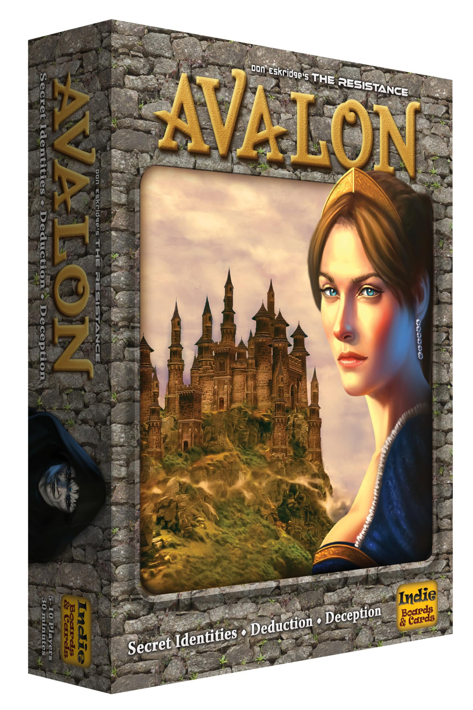 Indie Boards & Cards Resistance Avalon packaging showcases a travel-friendly box for game nights.