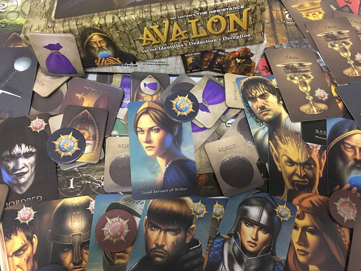 Indie Boards & Cards Resistance Avalon play area captures tense group deduction in action.