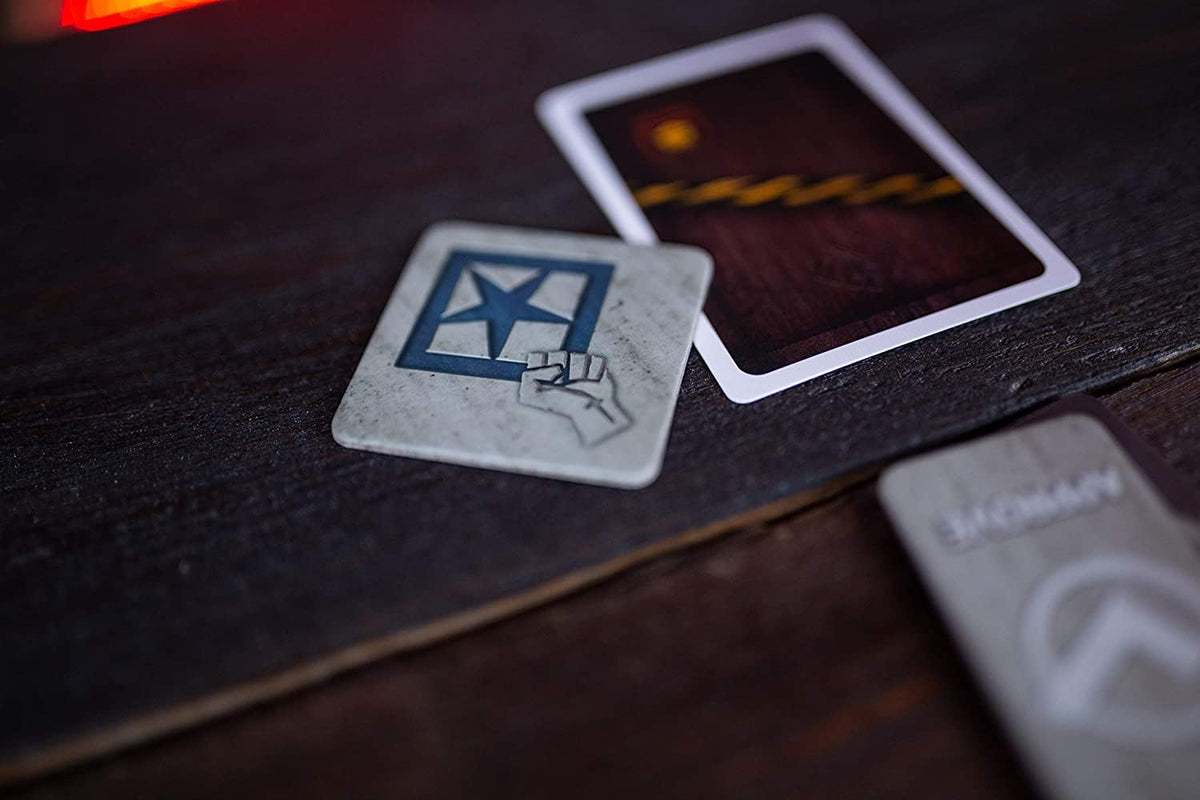 Dystopian cover art from The Resistance by Indie Boards and Cards boosts immersion
