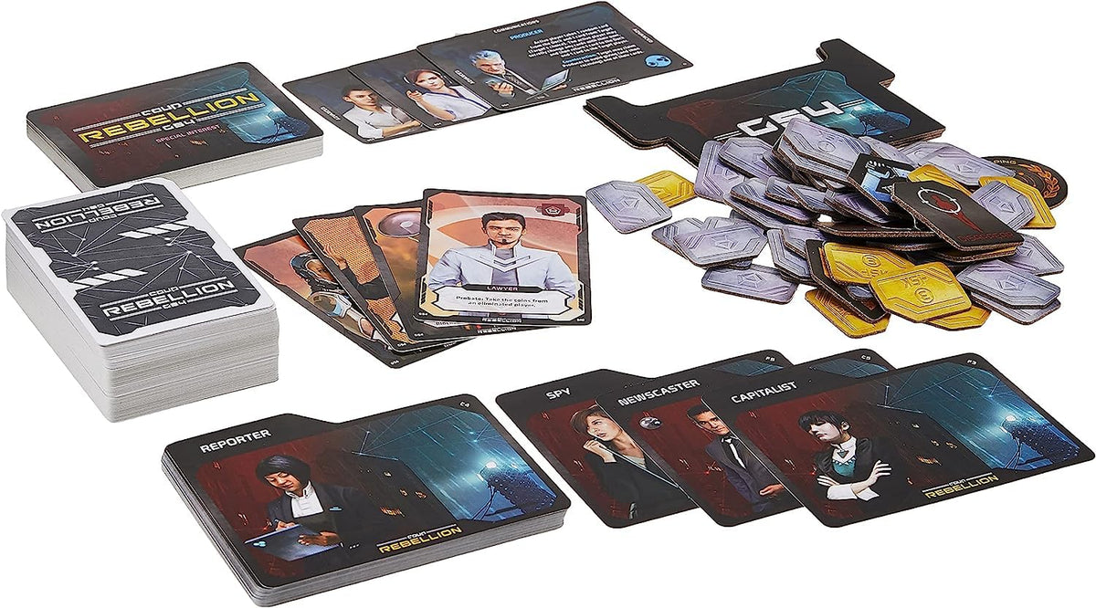 Indie Boards and Cards Coup Rebellion G54 five variable roles table for dynamic strategy.