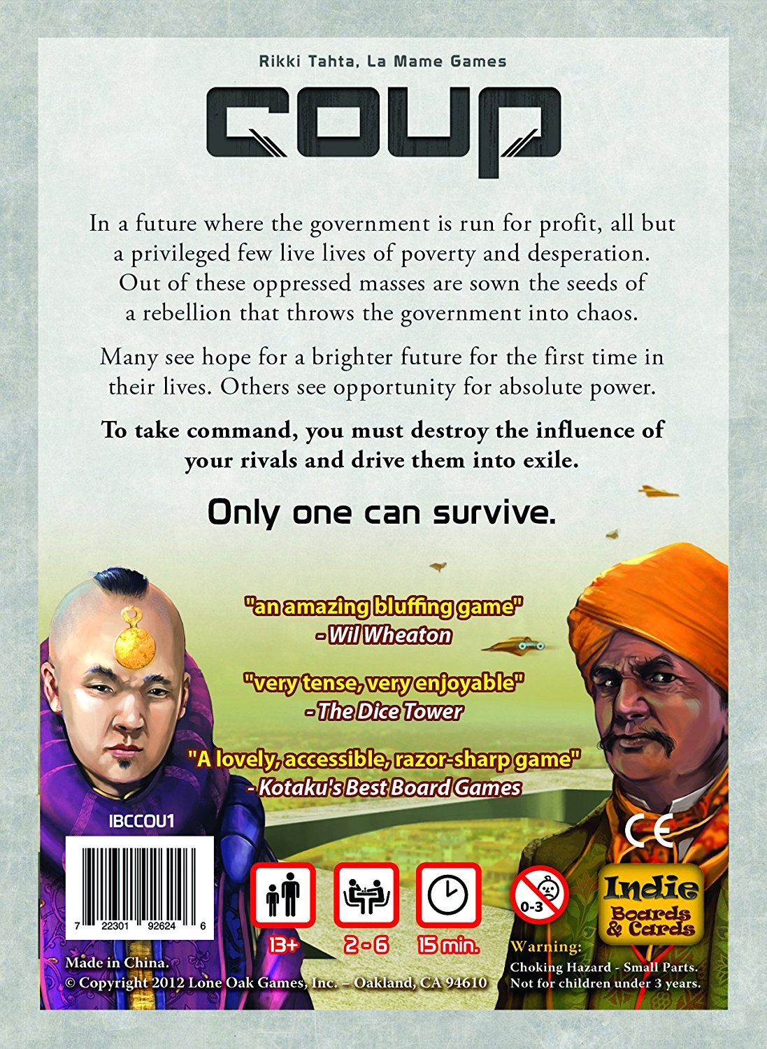 Indie Boards and Cards Coup Reformation expansion box art suggesting larger games