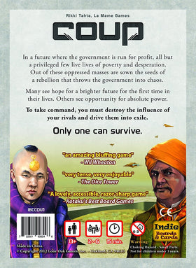 Indie Boards and Cards Coup Reformation expansion box art suggesting larger games