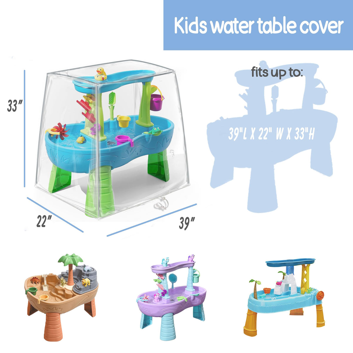 IndigoTempest9 water table cover uses three leg buckles for wind resistance.