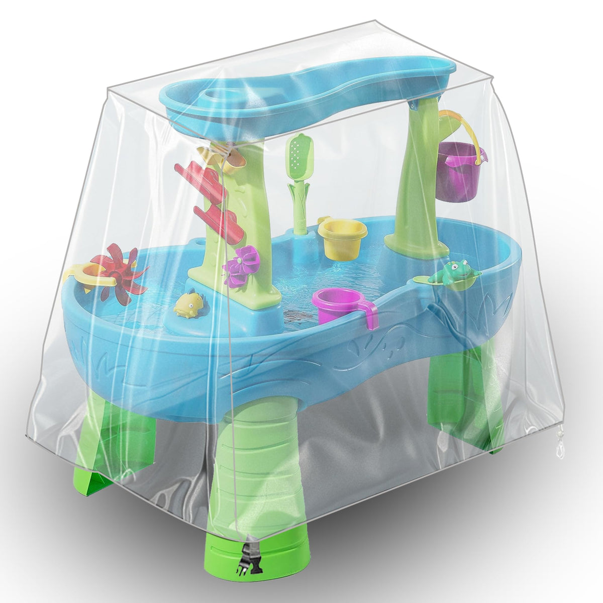 IndigoTempest9 water table cover fully protects the Step2 table from dust.