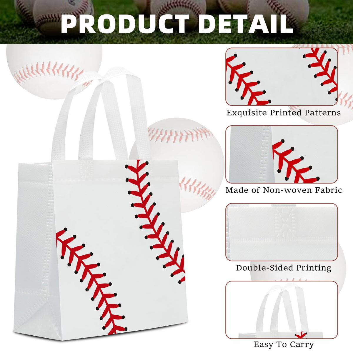 Infankey baseball gift bag side view showcasing size