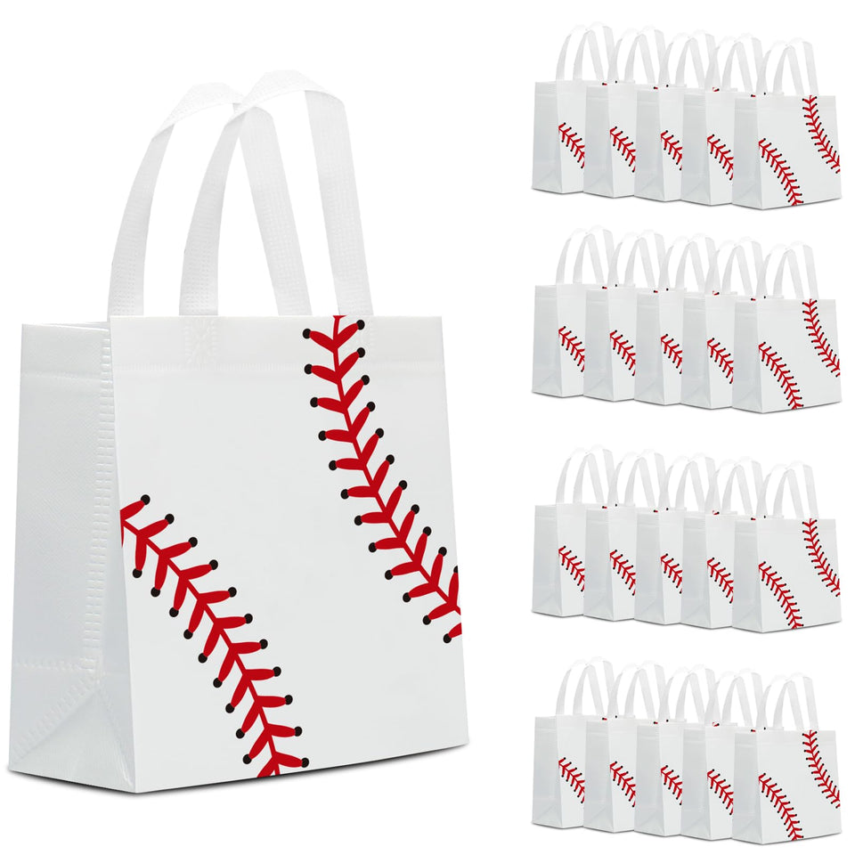 Infankey baseball gift bag white front view, ideal for party favors