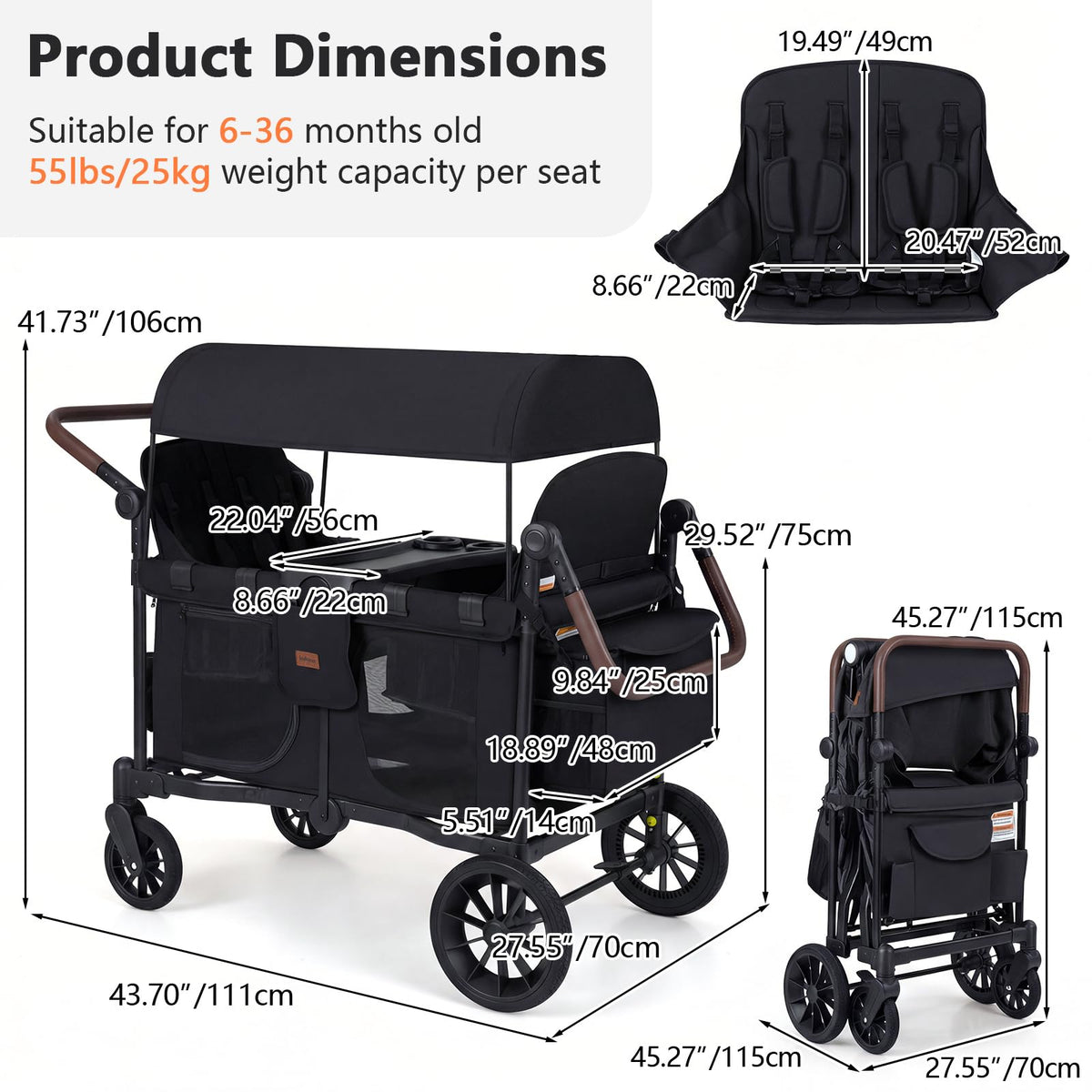 INFANS 4-seater wagon all-terrain tires on various surfaces