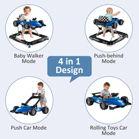 INFANS baby walker activity center showing steering wheel and lights for curiosity.