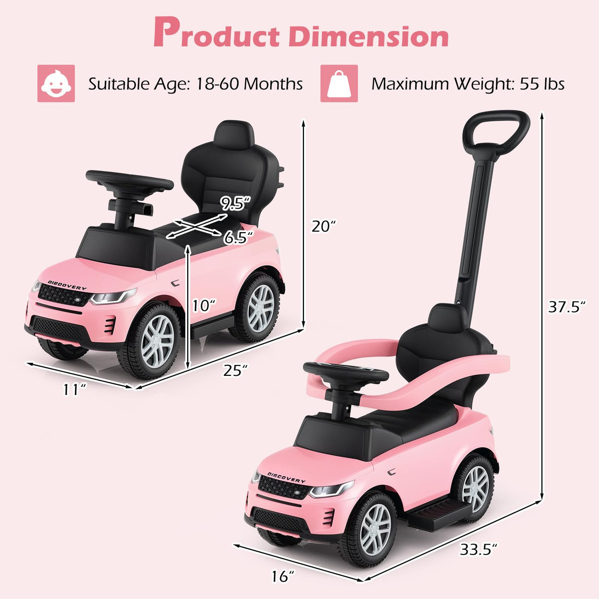 INFANS detachable control wheel lets parent guide direction while child explores.