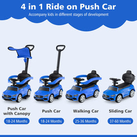 INFANS adjustable sunshade on the push car for outdoor comfort.