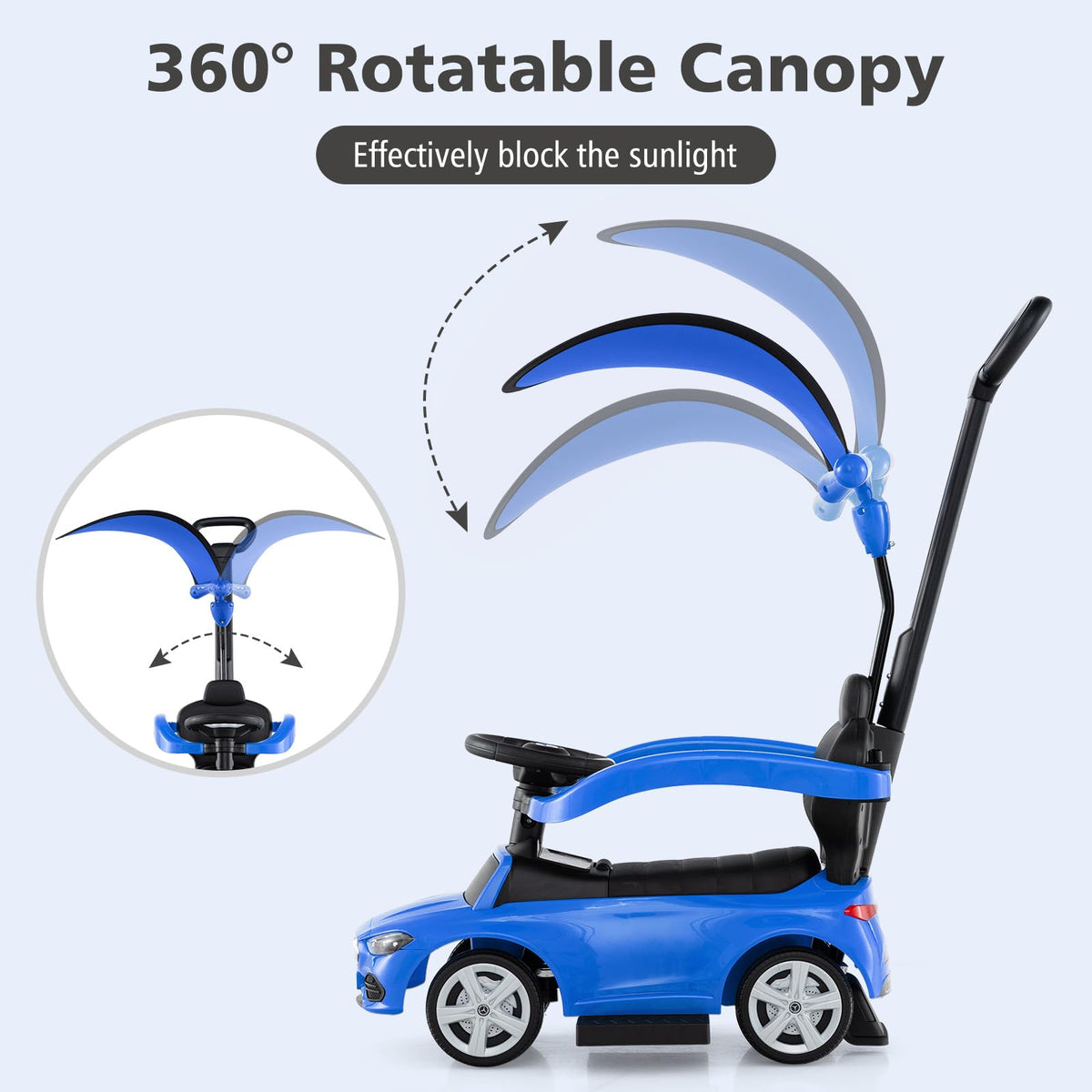 INFANS detachable guardrail emphasizes child safety during rides.