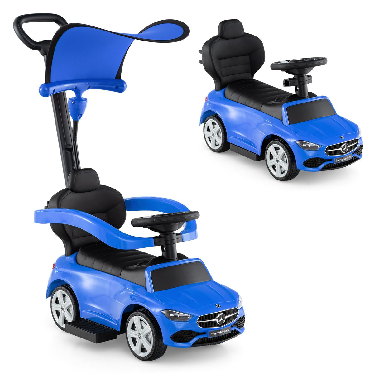 INFANS Mercedes licensed push car front view for toddlers' playtime.