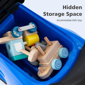 INFANS under-seat storage compartment keeps snacks and toys organized.