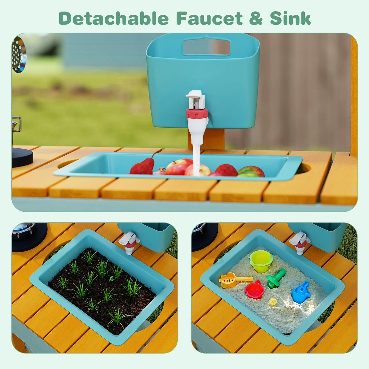 INFANS mud kitchen grid top supports hanging plants for creative gardening