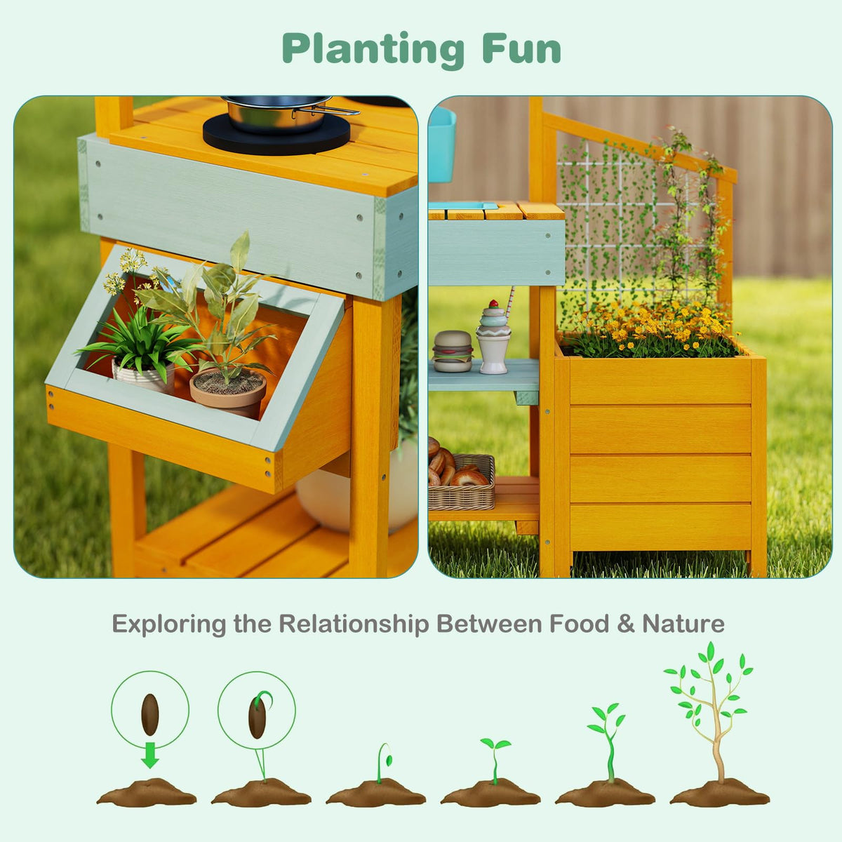 INFANS mud kitchen planter box for planting flowers or vegetables
