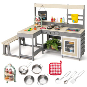 INFANS Mud Kitchen with removable sink for outdoor play and easy cleanup