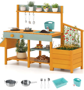 INFANS mud kitchen stovetop knobs for realistic pretend cooking play outdoors