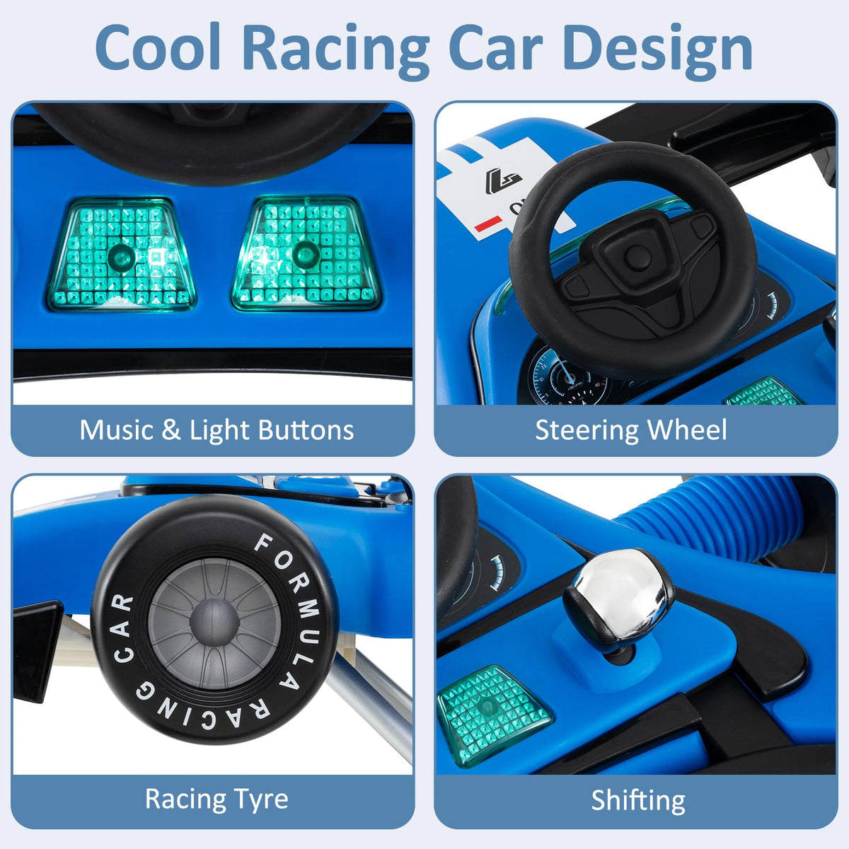 INFANS push car mode highlighting a toy car for early play sessions.