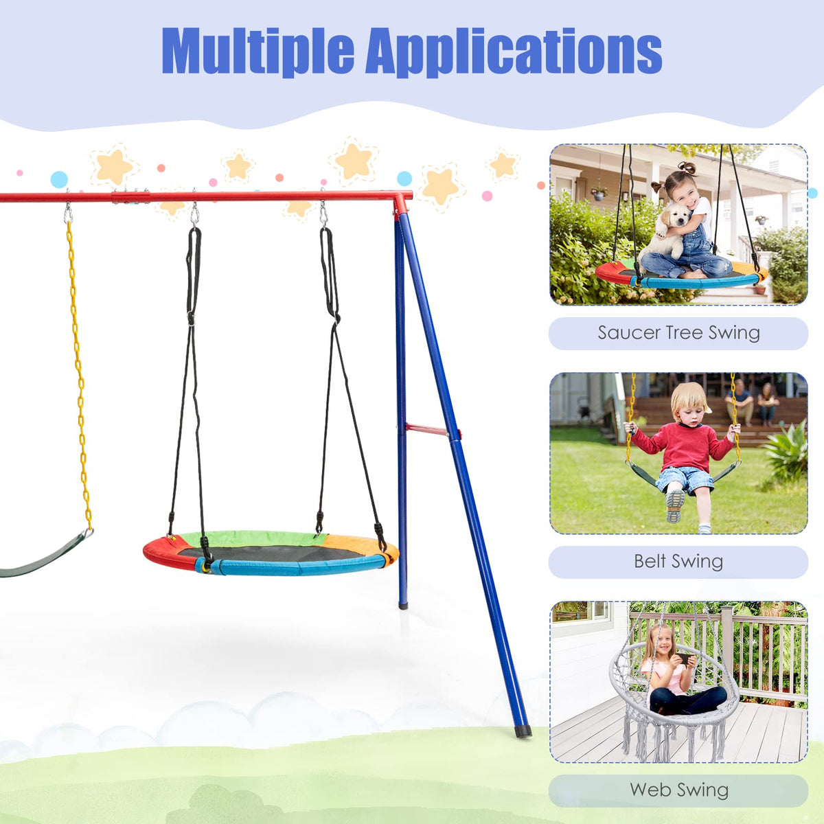 INFANS swing stand supports up to 550 lbs for kids and adults