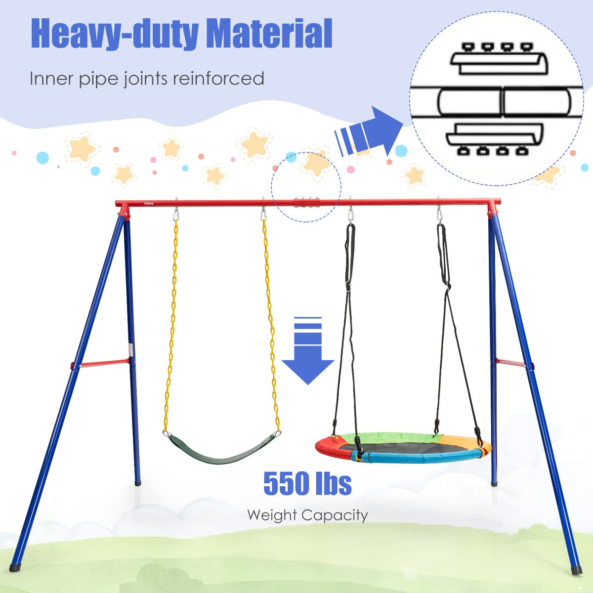 INFANS swing stand includes accessories for quick setup