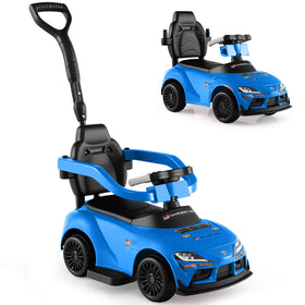 INFANS Toyota ride-on blue front view shows authentic racing-inspired design for toddlers