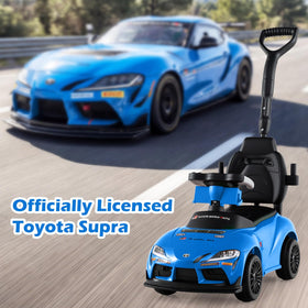 INFANS Toyota ride-on blue guardrails demonstrate removable safety features for flexible setups