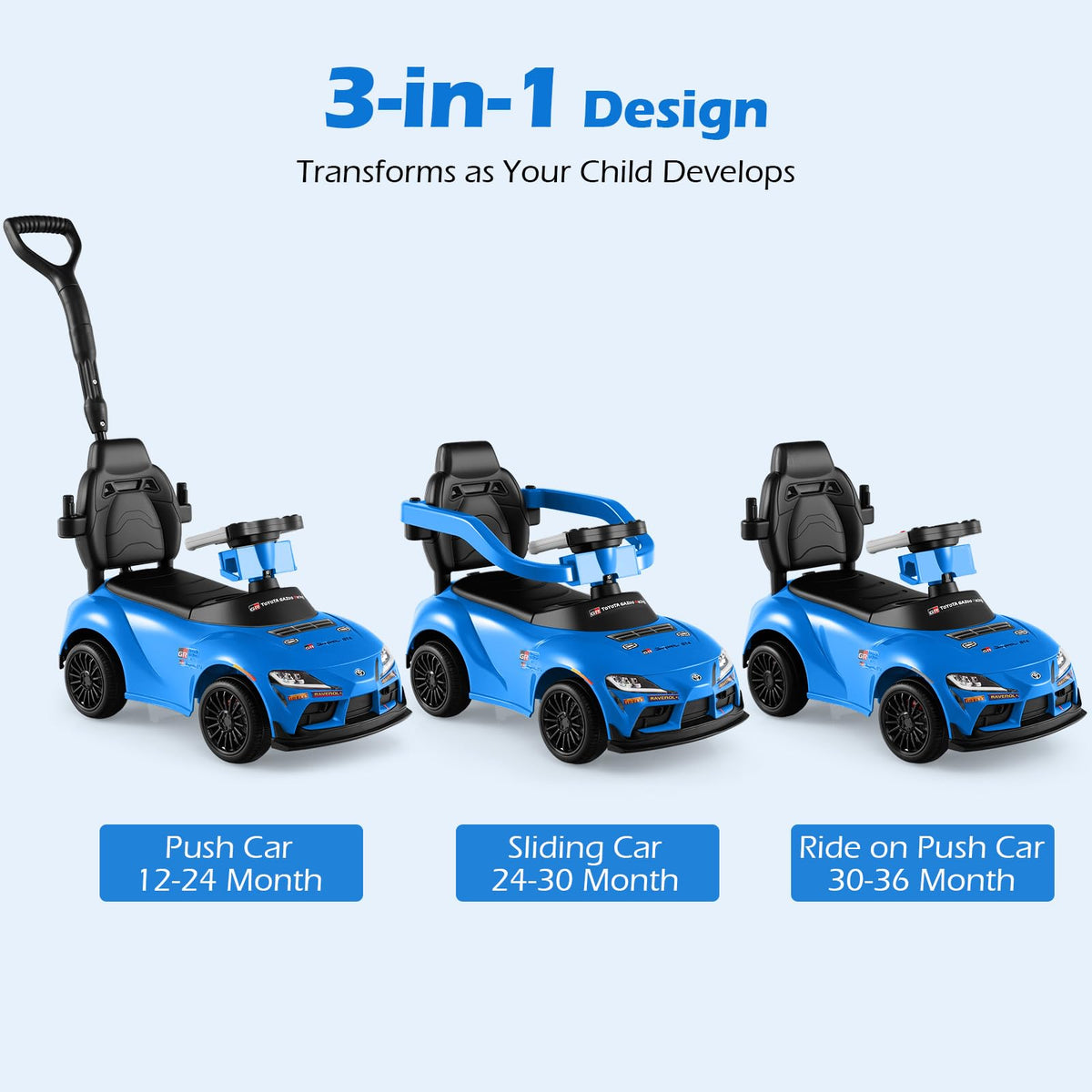 INFANS Toyota ride-on blue steering with music offers interactive driving fun