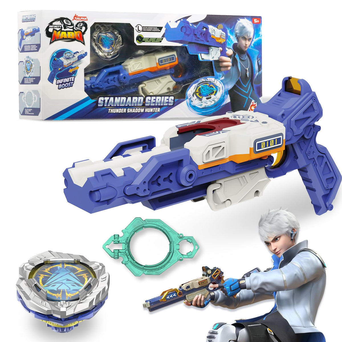 Infinity Nado S7 gun-shaped launcher ready for fast duels