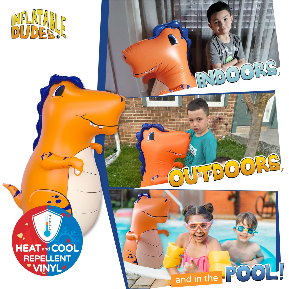 Inflatable Dudes sand-filled base provides stability during punches.
