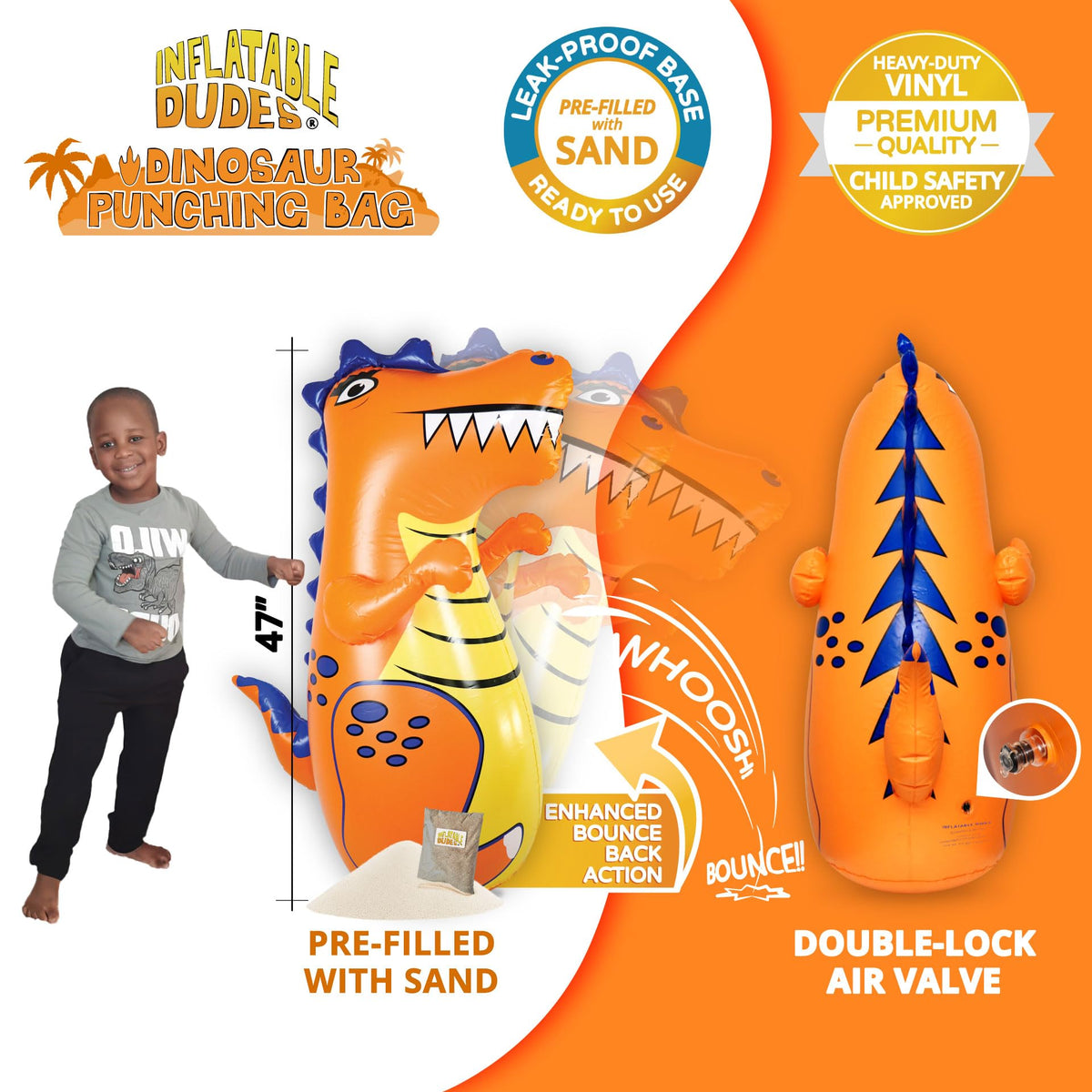 Inflatable Dudes dinosaur party decorations add festive ambience and active entertainment.