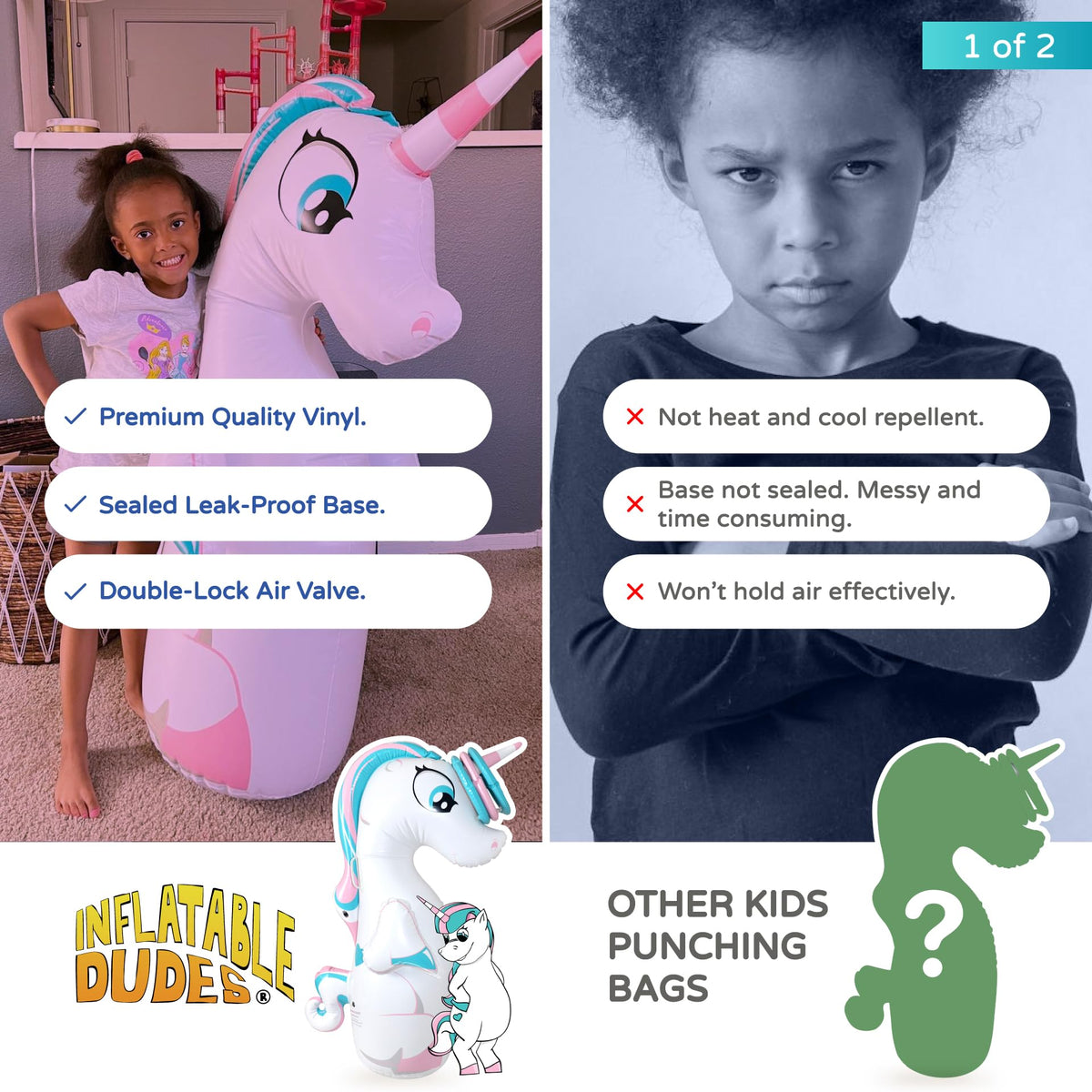 Kids punch and kick with Inflatable Dudes during indoor fun