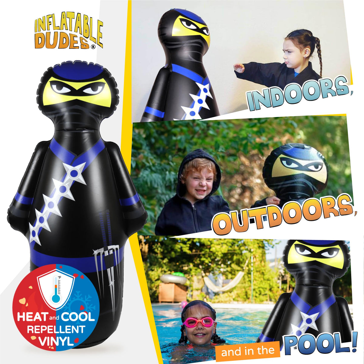 Inflatable Dudes Ninja Toy 47-inch base filled with sand showing stable setup.