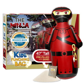 Inflatable Dudes Ninja Toy 47 inches with sand-filled base for stable kid-friendly punch play.