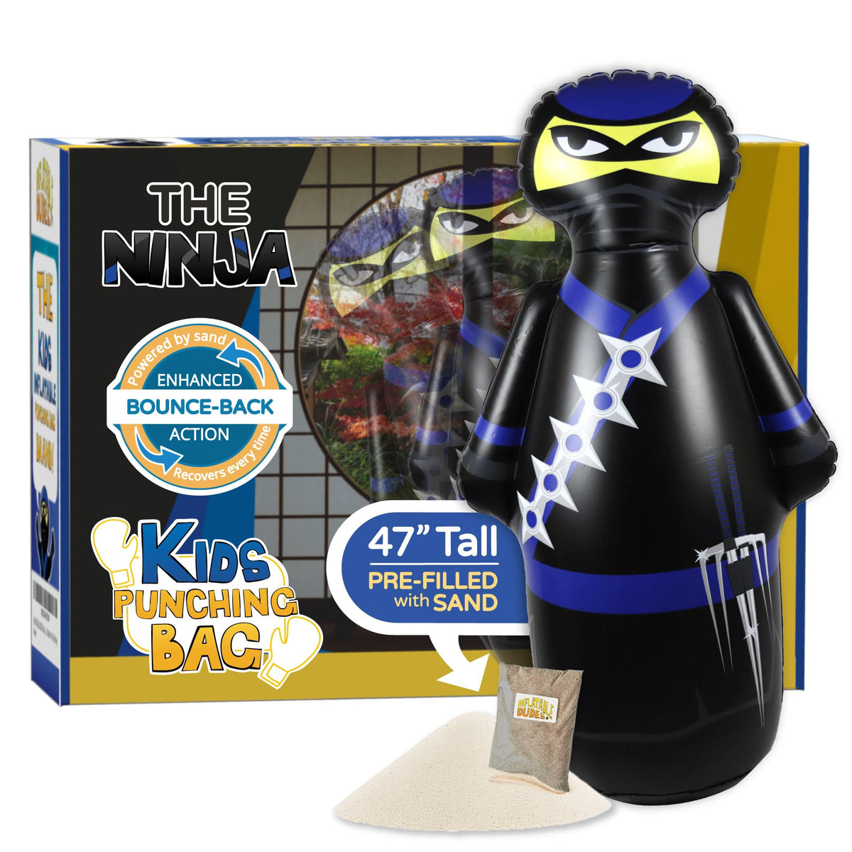 Inflatable Dudes Ninja Toy 47-inch front view for active play and ninja-themed parties.