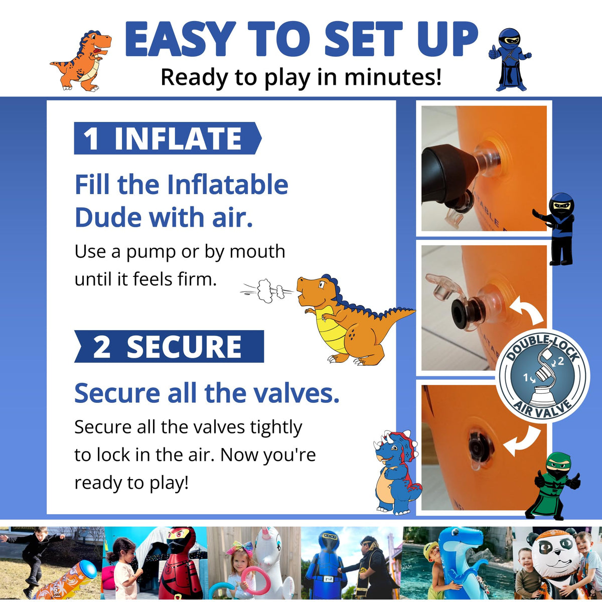 Inflatable Dudes Ninja Toy 47-inch ninja party decoration ready for celebrations.