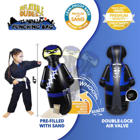 Inflatable Dudes Ninja Toy 47-inch in action with kids punching safely.