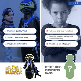 Inflatable Dudes Ninja Toy 47-inch repair patch included for quick fixes and durability.