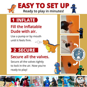 Inflatable Dudes Ninja Toy 47 inches—compact storage after play for tidy rooms.