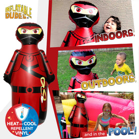 Inflatable Dudes Ninja Toy 47 inches—side view highlights sturdy construction for indoor and outdoor use.