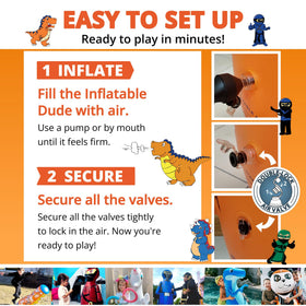 Inflatable Dudes sand-filled base enhances stability during play.