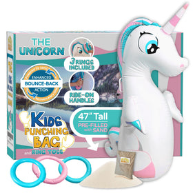 Inflatable Dudes unicorn 47-inch base ready for active kid play
