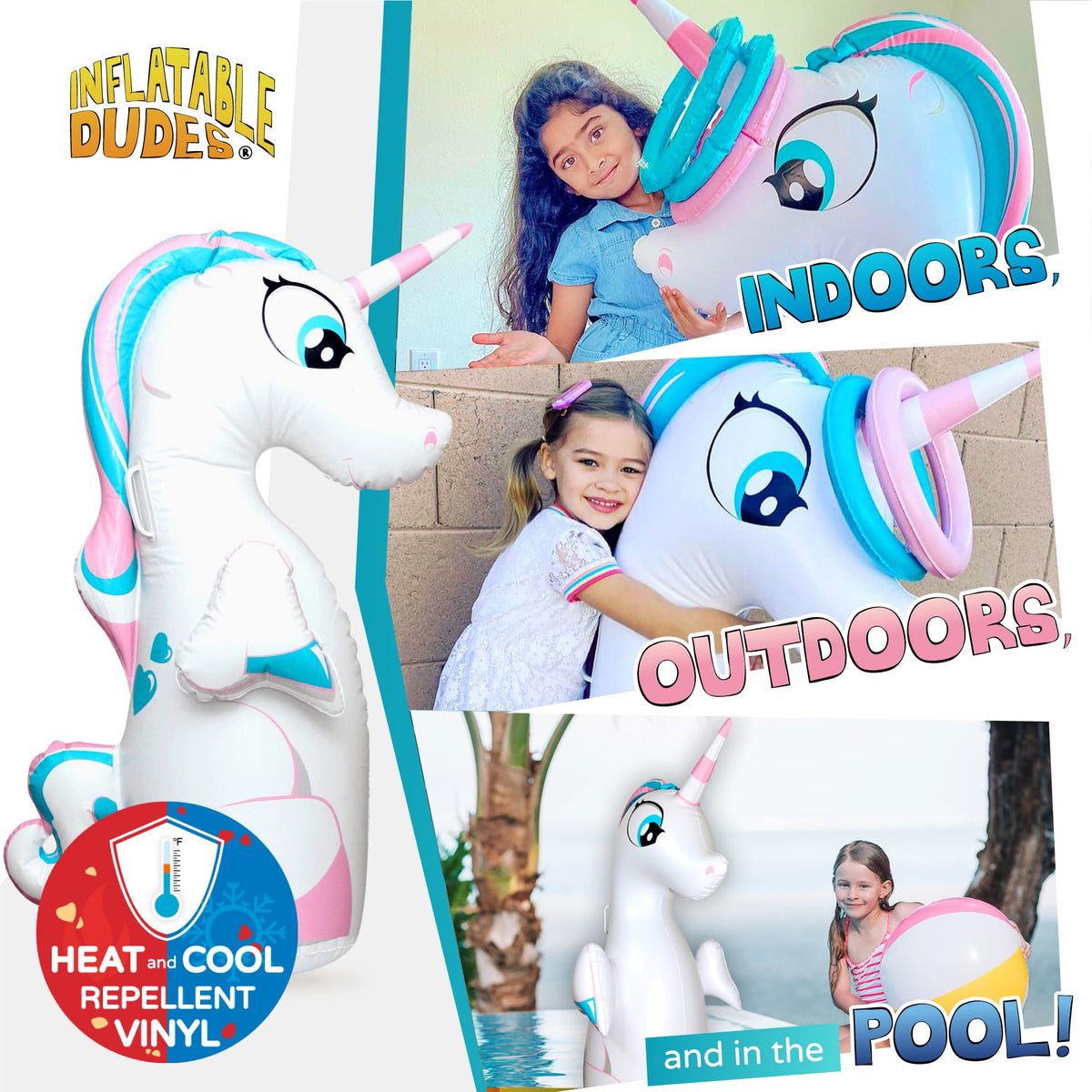 Inflatable Dudes rings set for unicorn party toss games