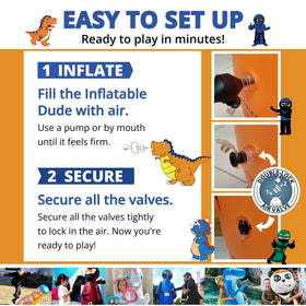 Inflatable Dudes easy setup gets kids bouncing in minutes.