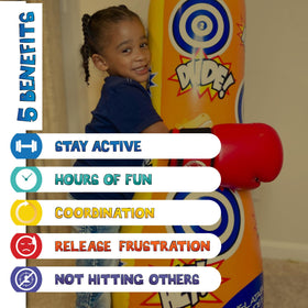 Inflatable Dudes leak-proof bottom with double-lock valve reduces spills during play.