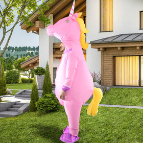 InfleasJoiy fan inflating the unicorn costume in seconds.
